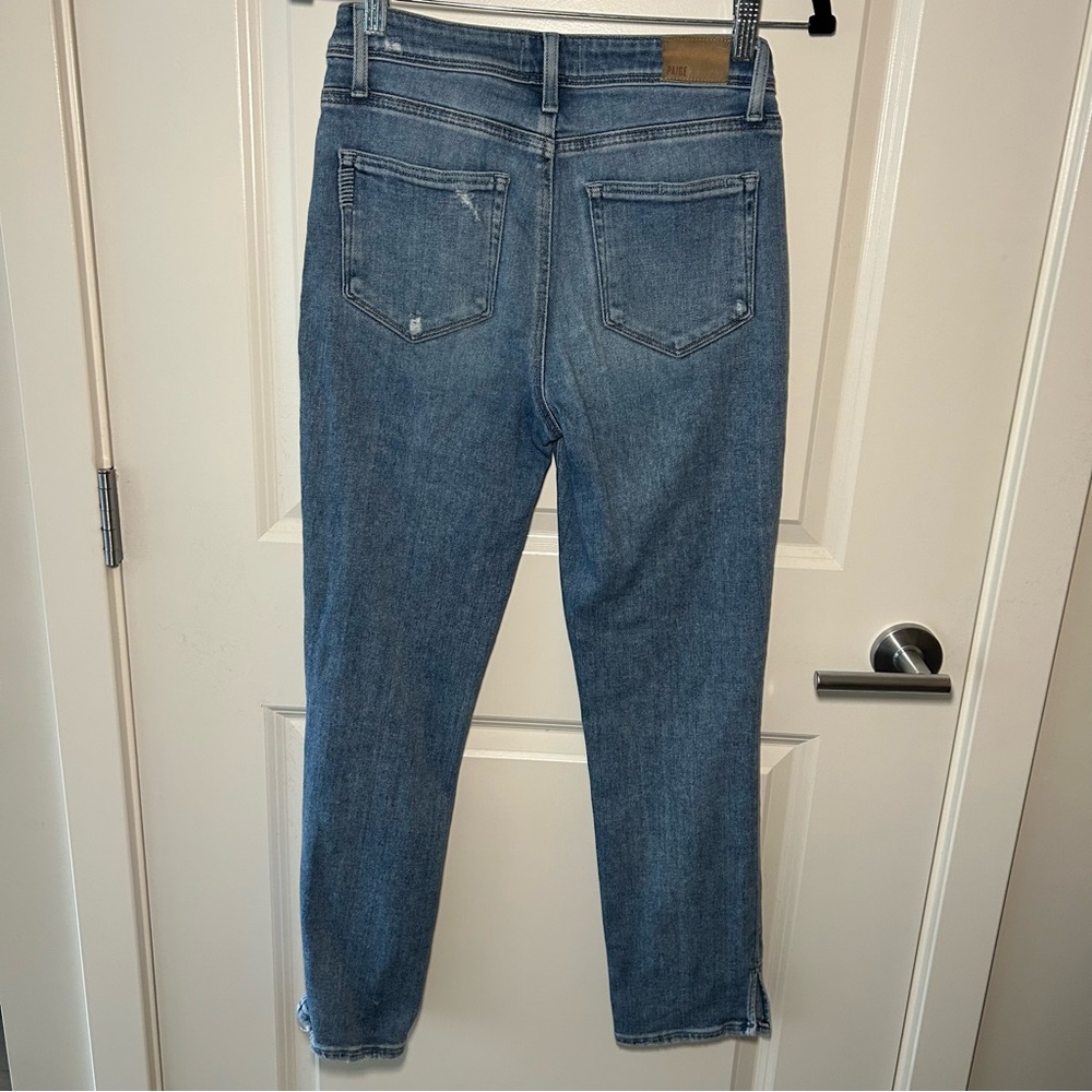 Paige Cindy Outseam Slit Jean in Seaspray Distressed Size 27 - Picture 4 of 16